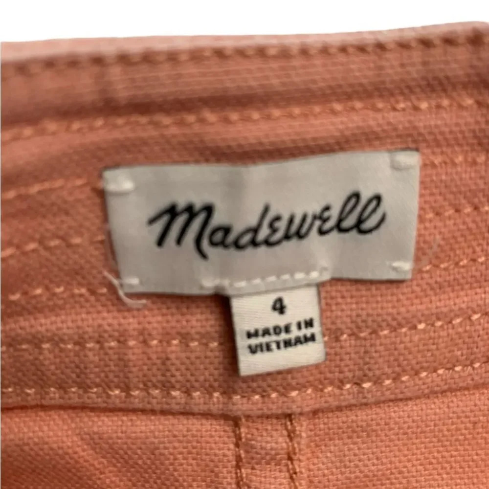Madewell Peachy Pink A-line Zip Patch Pocket Frayed Hem Denim Mini Skirt, Size 4 - Picture 4 of 7
